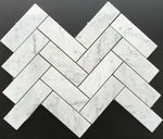 Carrara White Marble Polished 2 x 6 Herringbone Mosaic Tile-Marble Mosaic-American Tile Depot