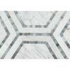 Carrara White Marble Polished 5" Hexagon Combination Mosaic Tile w / Blue-Gray-Marble Mosaic-American Tile Depot