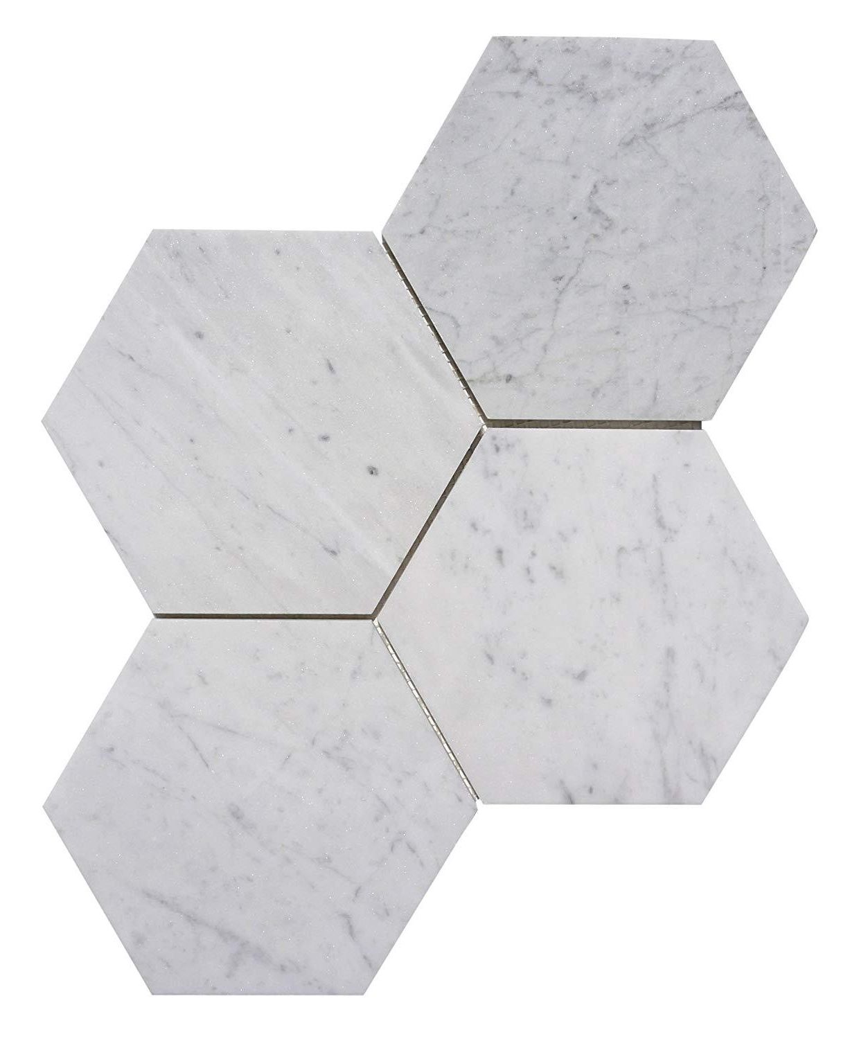 Carrara White Marble Polished 6" Hexagon Tile-Marble Tile-American Tile Depot