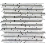 Carrara White Marble Polished Bamboo Sticks Mosaic ( Single-Color Carrara )-Marble Mosaic-American Tile Depot