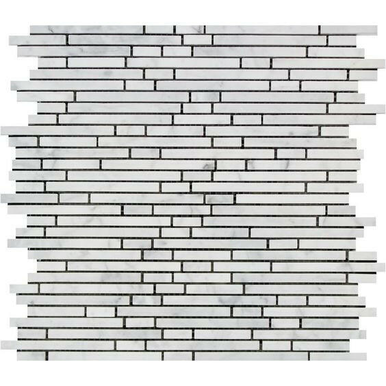 Carrara White Marble Polished Bamboo Sticks Mosaic ( Single-Color Carrara )-Marble Mosaic-American Tile Depot