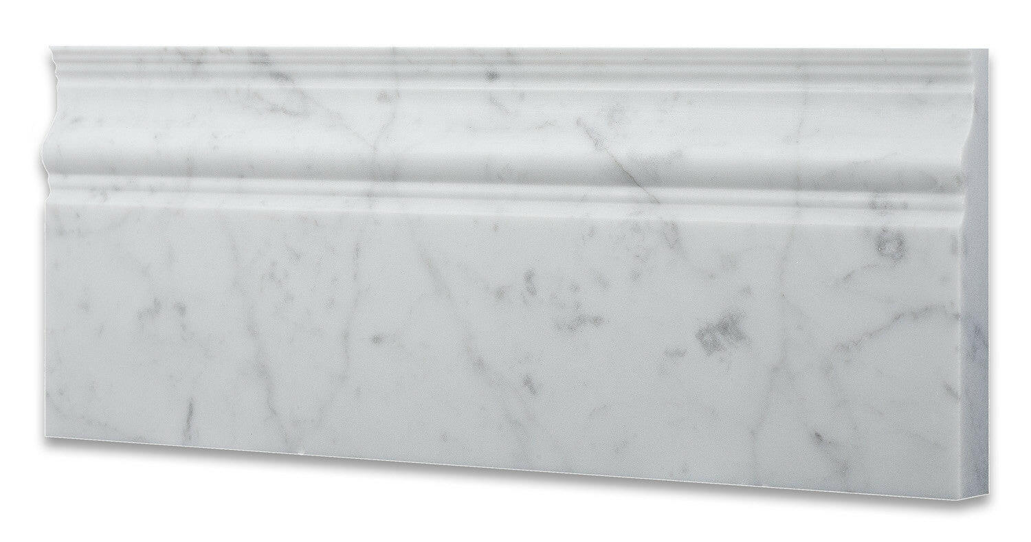 Carrara White Marble Polished Baseboard Trim Molding-Marble Molding/Trim-American Tile Depot