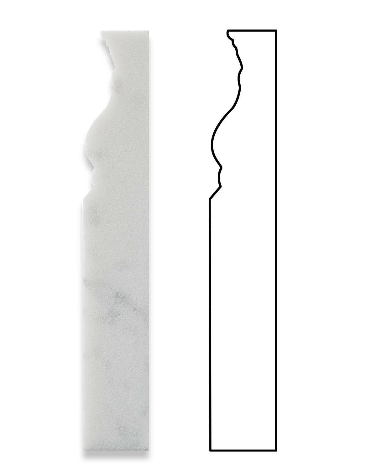 Carrara White Marble Polished Baseboard Trim Molding-Marble Molding/Trim-American Tile Depot