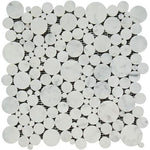 Carrara White Marble Polished Bubbles Mosaic Tile-Marble Mosaic-American Tile Depot