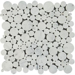 Carrara White Marble Polished Bubbles Mosaic Tile-Marble Mosaic-American Tile Depot