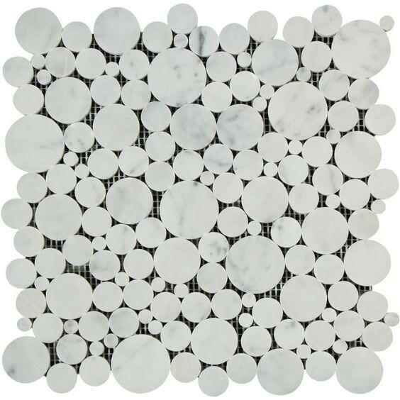 Carrara White Marble Polished Bubbles Mosaic Tile-Marble Mosaic-American Tile Depot