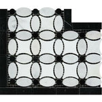 Carrara White Marble Polished Florida Flower Border Corner w/Black Dots-Marble Border-American Tile Depot