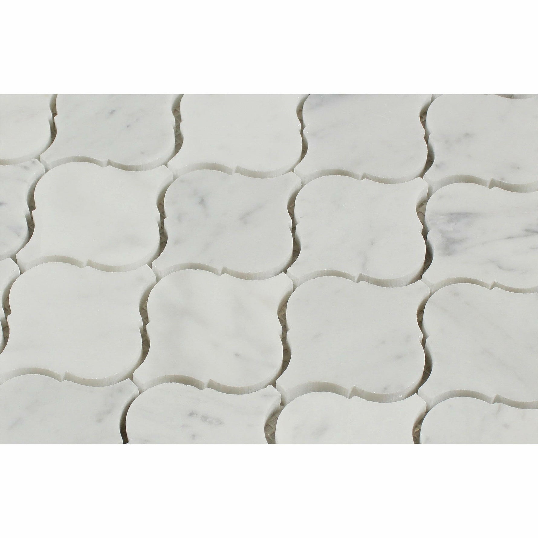 Carrara White Marble Polished Lantern Arabesque Mosaic Tile-Marble Mosaic-American Tile Depot