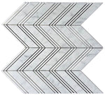 Carrara White Marble Polished Large Chevron Mosaic Tile w / Carrara Strips-Marble Mosaic-American Tile Depot