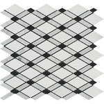 Carrara White Marble Polished Lattice Mosaic Tile w / Black Dots-Marble Mosaic-American Tile Depot