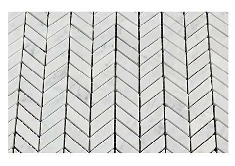 Carrara White Marble Polished Mini Chevron Mosaic Tile-Marble Mosaic-American Tile Depot