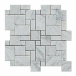 Carrara White Marble Polished Mini Versailles Mosaic Tile-Marble Mosaic-American Tile Depot