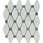 Carrara White Marble Polished Octave Pattern Mosaic Tile w/ Blue Gray Dots-Marble Mosaic-American Tile Depot