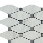 Carrara White Marble Polished Octave Pattern Mosaic Tile w/ Blue Gray Dots-Marble Mosaic-American Tile Depot