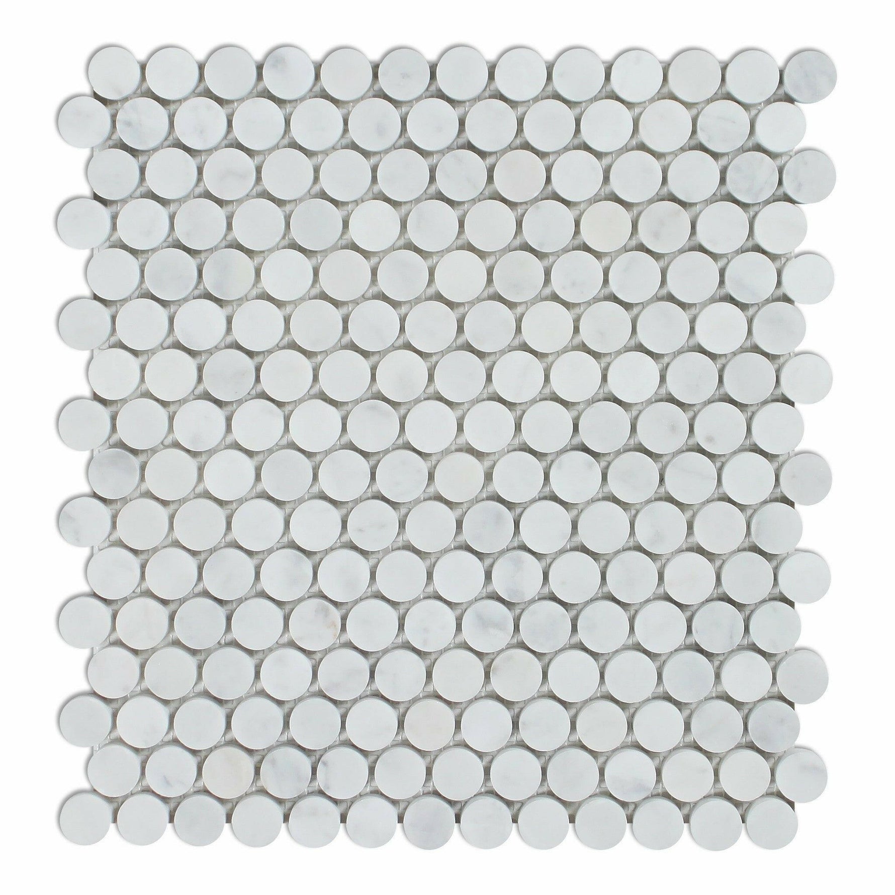 Carrara White Marble Polished Penny Round Mosaic Tile-Marble Mosaic-American Tile Depot