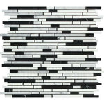 Carrara White Marble Polished Tricolor Bamboo Sticks Mosaic (Carrara + Thassos + Black )-Marble Mosaic-American Tile Depot