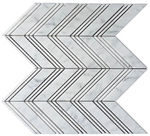 Carrara White Marble Polished Large Chevron Mosaic Tile w / Carrara Strips-Marble Mosaic-American Tile Depot