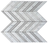 Carrara White Marble Polished Large Chevron Mosaic Tile w / Carrara Strips-Marble Mosaic-American Tile Depot