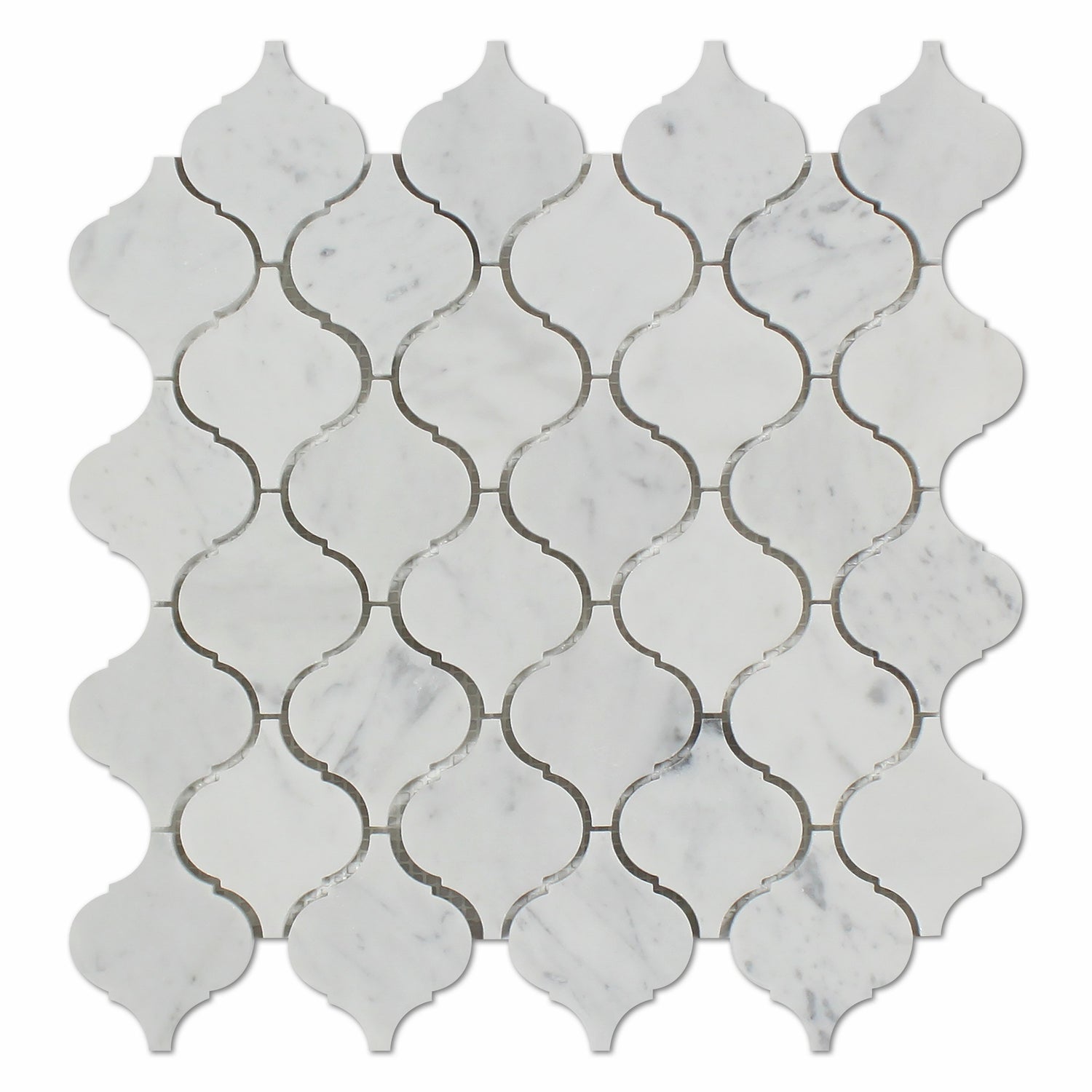 Carrara White Marble Honed Lantern Arabesque Mosaic Tile-Marble Mosaic-American Tile Depot