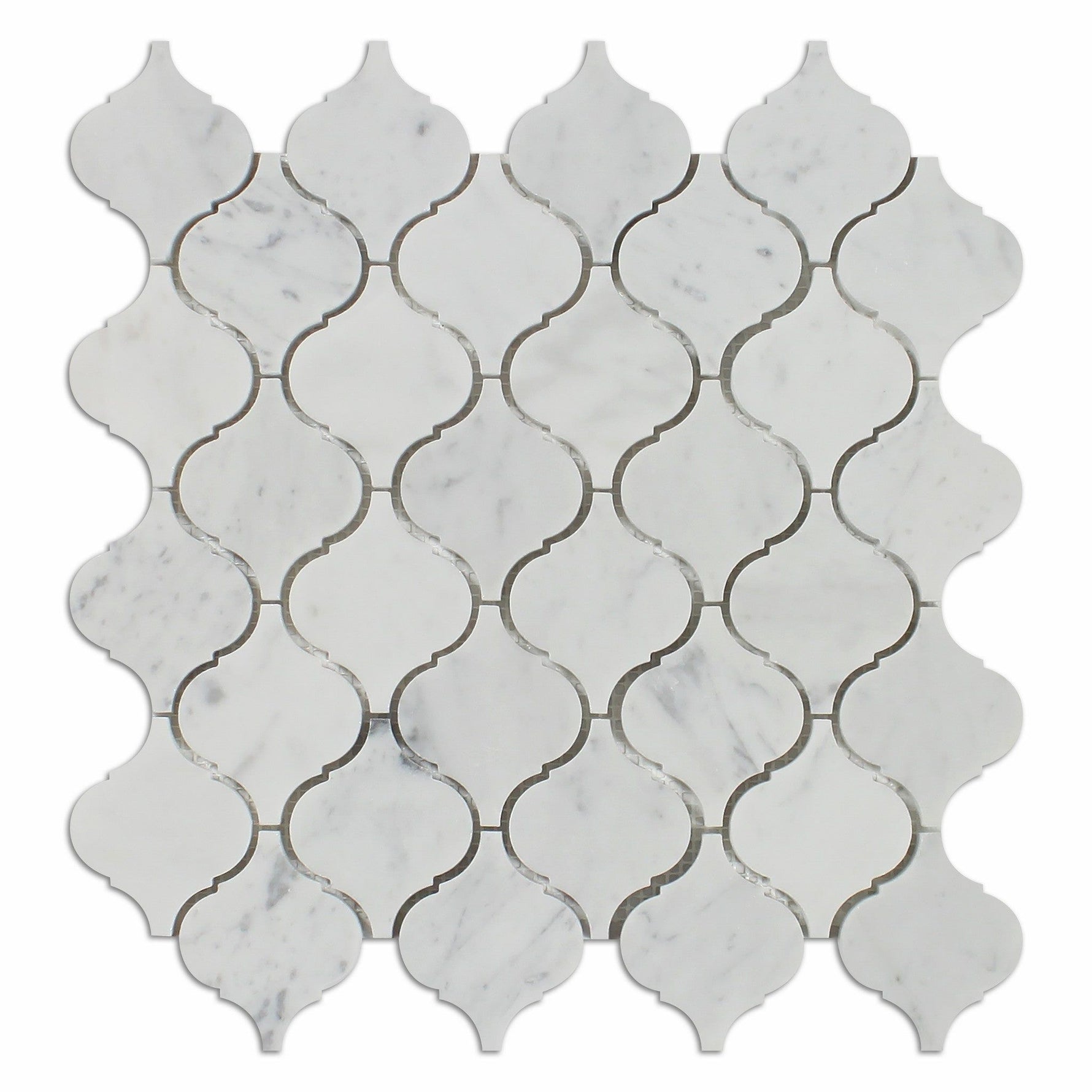 Carrara White Marble Honed Lantern Arabesque Mosaic Tile-Marble Mosaic-American Tile Depot