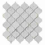 Carrara White Marble Honed Lantern Arabesque Mosaic Tile