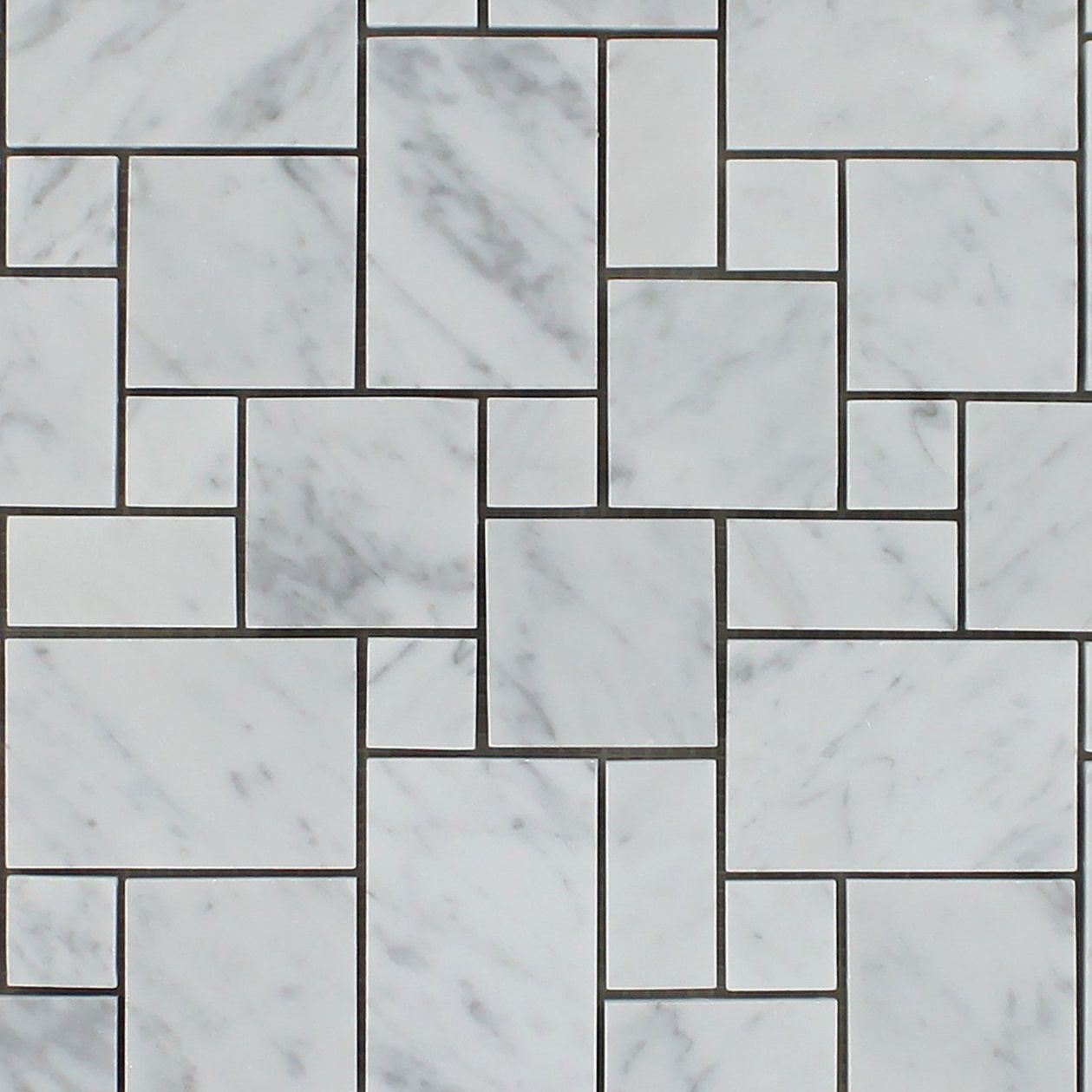 Carrara White Marble Honed Mini Versailles Mosaic Tile-Marble Mosaic-American Tile Depot