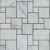 Carrara White Marble Honed Mini Versailles Mosaic Tile-Marble Mosaic-American Tile Depot