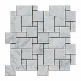 Carrara White Marble Honed Mini Versailles Mosaic Tile-Marble Mosaic-American Tile Depot