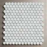 Carrara White Marble Honed Penny Round Mosaic Tile