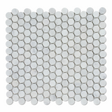 Carrara White Marble Honed Penny Round Mosaic Tile