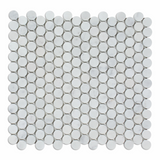 Carrara White Marble Honed Penny Round Mosaic Tile