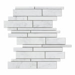 Carrara White Marble Honed Random Strip Mosaic Tile-Marble Mosaic-American Tile Depot