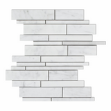 Carrara White Marble Honed Random Strip Mosaic Tile