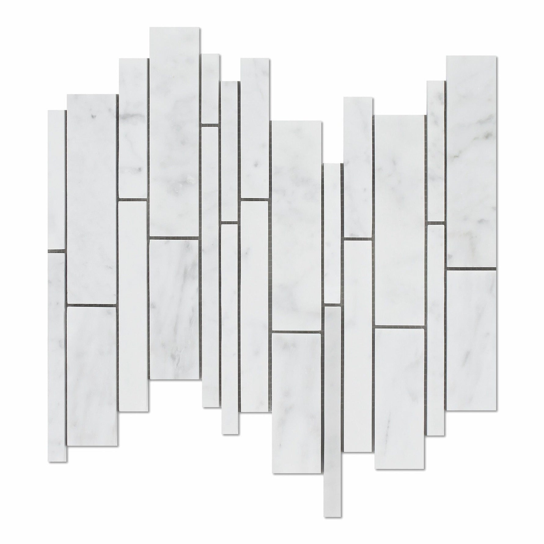 Carrara White Marble Honed Random Strip Mosaic Tile-Marble Mosaic-American Tile Depot