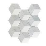 Carrara White Marble Polished 3D-Grooved Mosaic Tile-Marble Mosaic-American Tile Depot