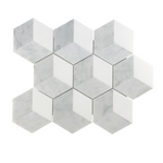 Carrara White Marble Polished 3D-Grooved Mosaic Tile-Marble Mosaic-American Tile Depot