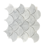 Carrara White Marble Polished 3" Fan Mosaic Tile-Marble Mosaic-American Tile Depot