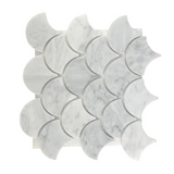 Carrara White Marble Honed 3" Fan Mosaic Tile