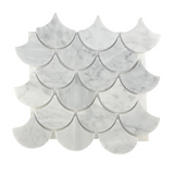 Carrara White Marble Honed 3" Fan Mosaic Tile