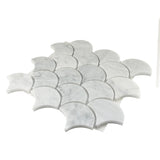 Carrara White Marble Honed 3" Fan Mosaic Tile