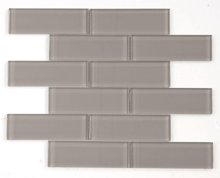 2 x 6 Oceanhouse Grey Shining Glossy Subway Glass Mosaic Tile-Glass Mosaic-American Tile Depot