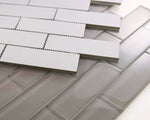 2 x 6 Oceanhouse Grey Shining Glossy Subway Glass Mosaic Tile-Glass Mosaic-American Tile Depot