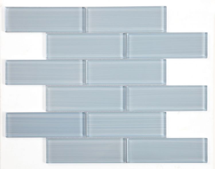 2 x 6 Oceanhouse Lucy Blue Stroke Glossy Subway Glass Mosaic Tile-Glass Mosaic-American Tile Depot