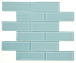 2 x 6 Oceanhouse Mint Glossy Subway Glass Mosaic Tile-Glass Mosaic-American Tile Depot