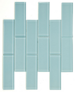 2 x 6 Oceanhouse Mint Glossy Subway Glass Mosaic Tile-Glass Mosaic-American Tile Depot