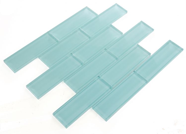 2 x 6 Oceanhouse Mint Glossy Subway Glass Mosaic Tile-Glass Mosaic-American Tile Depot