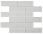 2 x 6 Oceanhouse Silver White Glossy Subway Glass Mosaic Wall Tile-Glass Mosaic-American Tile Depot