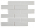 2 x 6 Oceanhouse Silver White Glossy Subway Glass Mosaic Wall Tile-Glass Mosaic-American Tile Depot