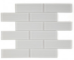 2 x 6 Oceanhouse Silver White Glossy Subway Glass Mosaic Wall Tile-Glass Mosaic-American Tile Depot