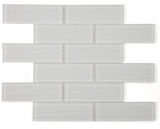 2 x 6 Oceanhouse Silver White Glossy Subway Glass Mosaic Wall Tile